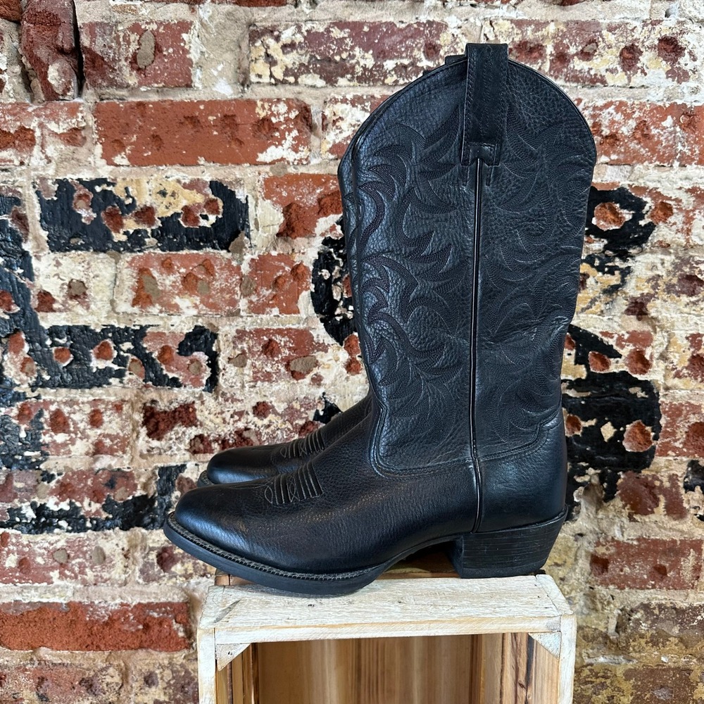 Ariat Heritage R Toe Men's 8.5 D Black Deer Cowboy Western Boots